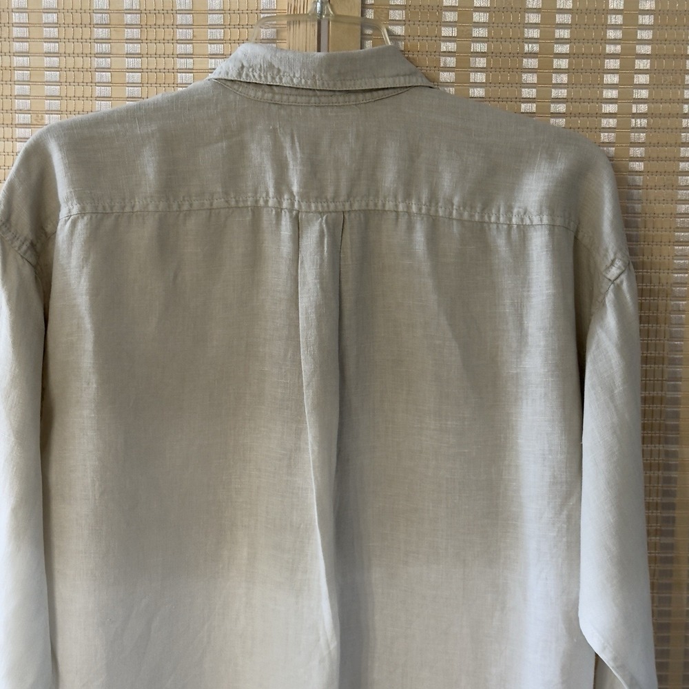 J Crew Sz 8 Baird Mcnutt Irish Linen Shirt Womens Dip Dyed Stone Relaxed Beige - Picture 4 of 11